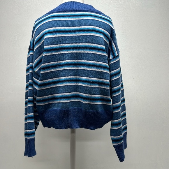 UNIF Clarissa Sweater Striped Pullover Long Sleeve Knit Blue White One Size * - Picture 7 of 11